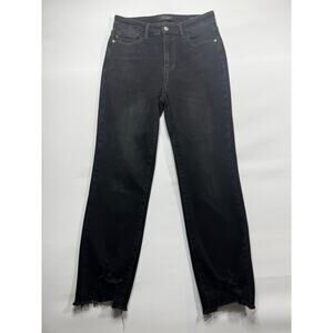 Judy Blue Women's Cropped Straight Leg Black Stretch Jeans - Size 5 (27x26.5)